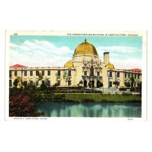 Vintage 1933 Postcard Of The Administration Building In Garfield Park Chicago